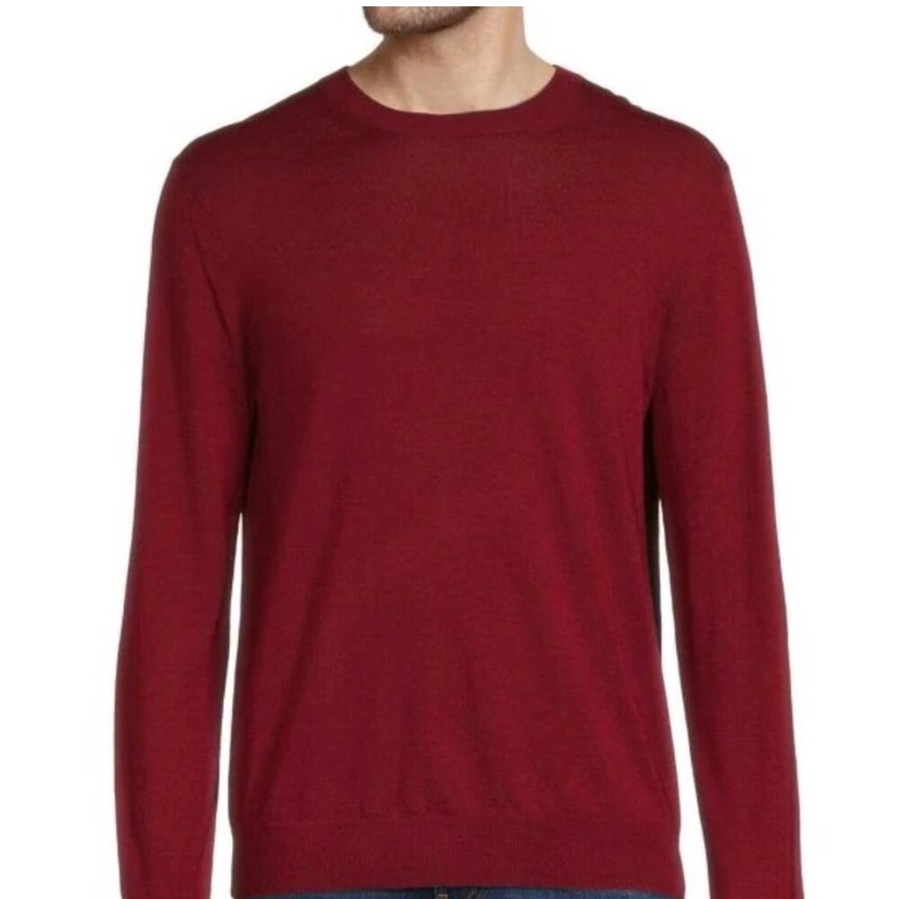 Vince Merino Wool Knit Sweater Burgundy Minimalist Quiet Luxury office wear XXL
